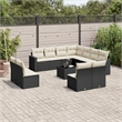 vidaXL 12 Piece Poly Rattan Large Sofa Set in Black/White/Cream