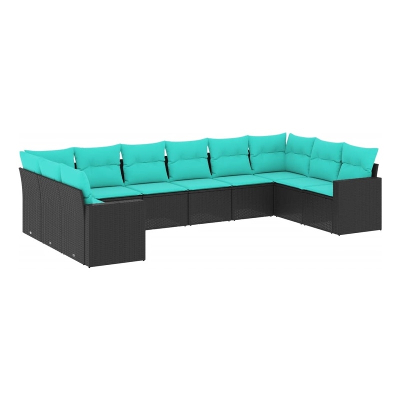 vidaXL 10 Piece Steel Patio Sofa Set in Black/Blue