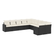 vidaXL 10 Piece Steel Small Sofa Set in Black/White/Cream
