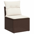 vidaXL 5 Piece Poly Rattan Small Sofa Set in White/Brown/Cream