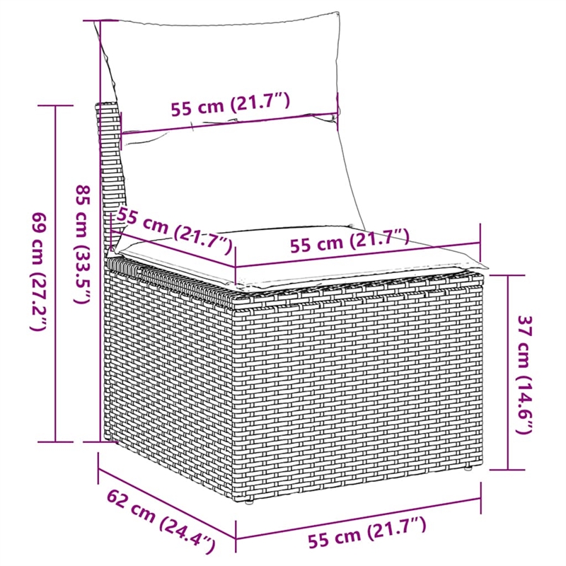 vidaXL 5 Piece Poly Rattan Small Sofa Set in White/Brown/Cream