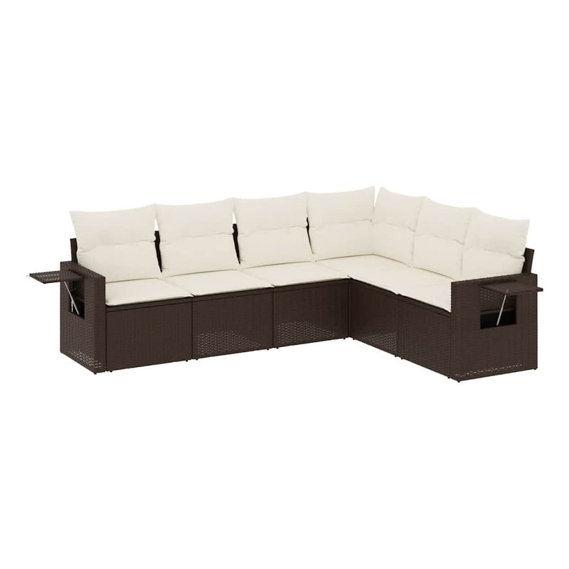 vidaXL 6 Piece Poly Rattan Sofa Set in Brown