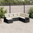 vidaXL 7 Piece Steel Small Sofa Set in Black/White/Cream