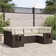 vidaXL 6 Piece Steel Sofa Set in White/Brown/Cream