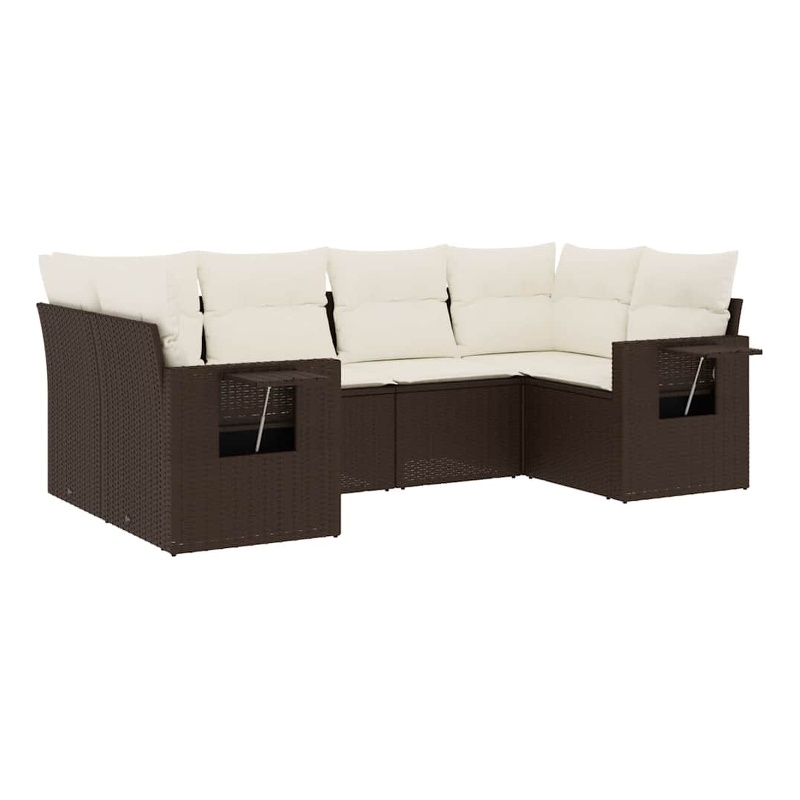 vidaXL 6 Piece Steel Sofa Set in White/Brown/Cream