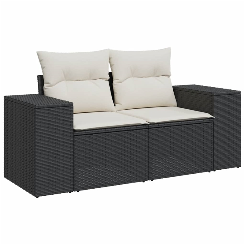 vidaXL 5 Piece Poly Rattan Sofa Set in Black/White/Cream