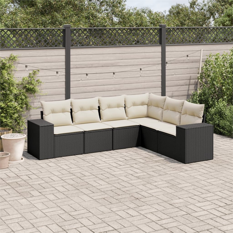 vidaXL 6 Piece Steel Sofa Set in Black/White/Cream