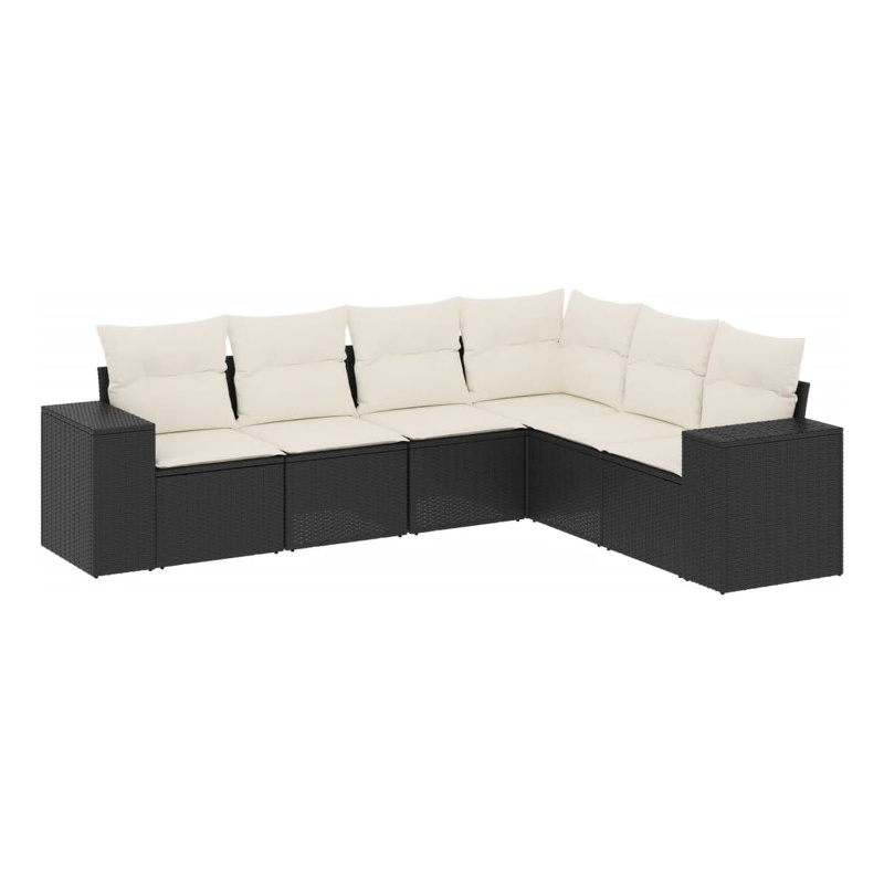 vidaXL 6 Piece Steel Sofa Set in Black/White/Cream