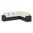vidaXL 6 Piece Steel Sofa Set in Black/White/Cream