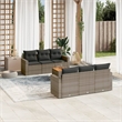 vidaXL 7 Piece Solid Acacia Wood Sofa Set in Gray/Brown