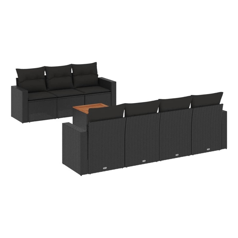 vidaXL 8 Piece Solid Acacia Wood Sofa Set in Black/Brown