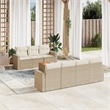 vidaXL 8 Piece Solid Acacia Wood Sofa Set in White/Cream/Beige