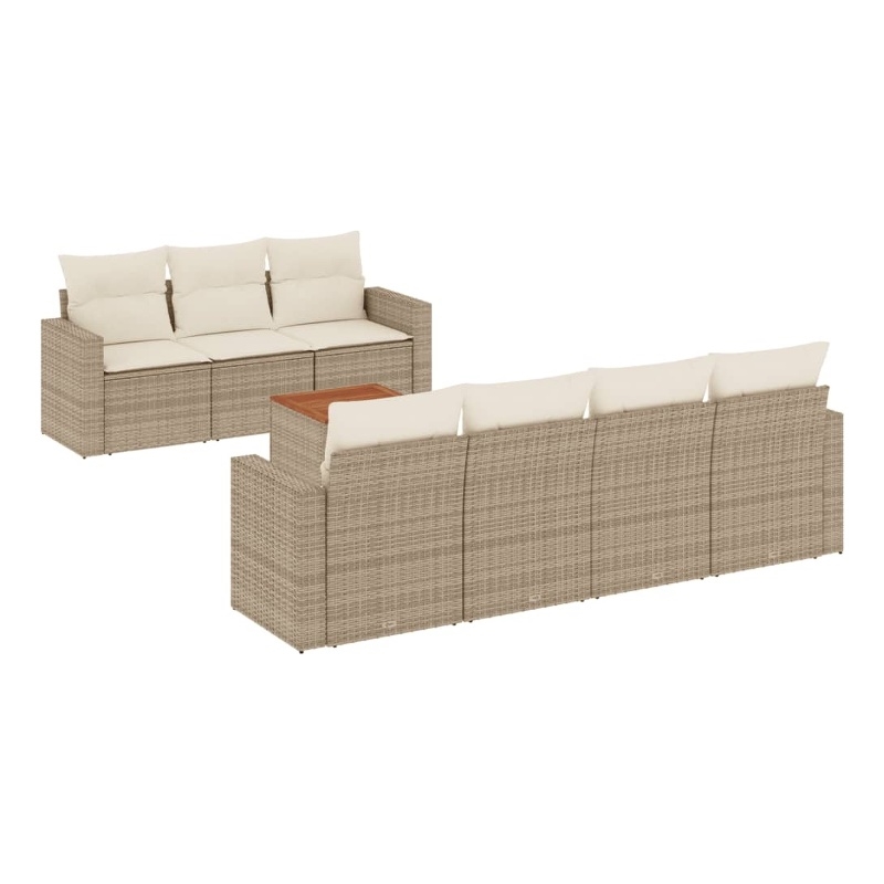 vidaXL 8 Piece Solid Acacia Wood Sofa Set in White/Cream/Beige