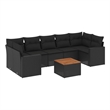 vidaXL 8 Piece Solid Acacia Wood Sofa Set in Black/Brown