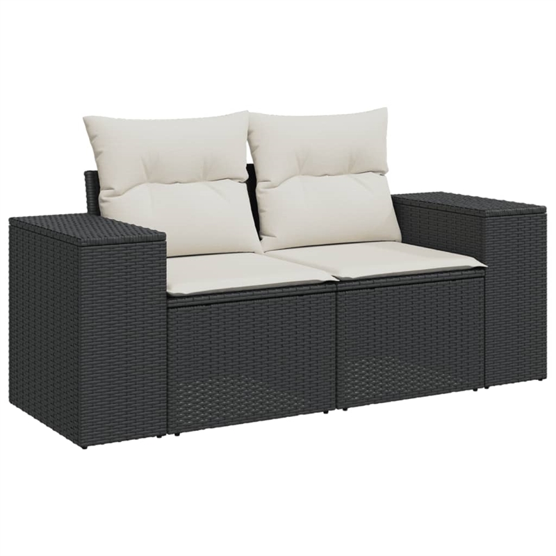 vidaXL 11 Piece Poly Rattan Sofa Set in Black/White/Cream
