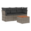 vidaXL 4 Piece Solid Acacia Wood Sofa Set in Gray/Brown