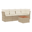 vidaXL 5 Piece Solid Acacia Wood Sofa Set in White/Brown/Cream/Beige
