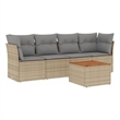 vidaXL 5 Piece Solid Acacia Wood Small Sofa Set in Gray/Brown/Beige
