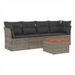 vidaXL 5 Piece Solid Acacia Wood Sofa Set in Gray/Brown
