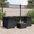 vidaXL 7 Piece Solid Acacia Wood Small Sofa Set in Black/Brown