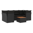 vidaXL 7 Piece Solid Acacia Wood Small Sofa Set in Black/Brown