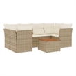 vidaXL 7 Piece Solid Acacia Wood Sofa Set in White/Brown/Cream/Beige