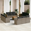 vidaXL 13 Piece Solid Acacia Wood Sofa Set in Dark Gray/Brown