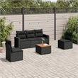 vidaXL 6 Piece Solid Acacia Wood Sofa Set in Black/Brown