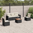 vidaXL 6 Piece Solid Acacia Wood Sofa Set in Black/Brown