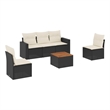 vidaXL 6 Piece Solid Acacia Wood Sofa Set in Black/Brown