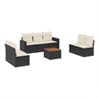 vidaXL 8 Piece Solid Acacia Wood Sofa Set in Black/Cream