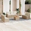 vidaXL 8 Piece Solid Acacia Wood Small Sofa Set in Brown/Cream/Beige