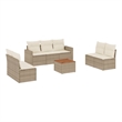 vidaXL 8 Piece Solid Acacia Wood Small Sofa Set in Brown/Cream/Beige