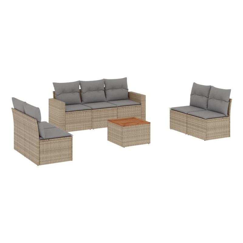 vidaXL 8 Piece Solid Acacia Wood Sofa Set in Gray/Brown/Beige