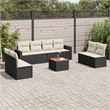 vidaXL 9 Piece Solid Acacia Wood Sofa Set in Black/White/Brown/Cream