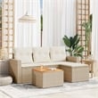 vidaXL 5 Piece Solid Acacia Wood Sofa Set in Brown/Cream/Beige