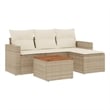vidaXL 5 Piece Solid Acacia Wood Sofa Set in Brown/Cream/Beige