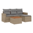 vidaXL 5 Piece Solid Acacia Wood Sofa Set in Gray/Brown/Beige