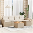 vidaXL 6 Piece Solid Acacia Wood Sofa Set in White/Cream/Beige