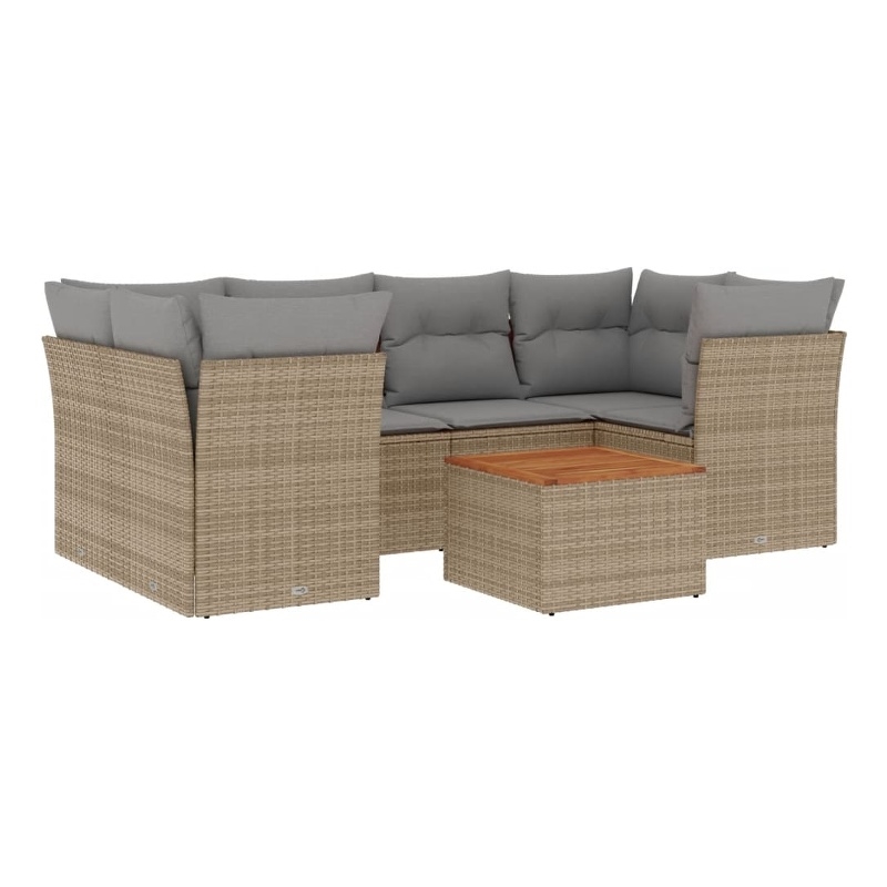 vidaXL 7 Piece Solid Acacia Wood Sofa Set in Gray/Beige