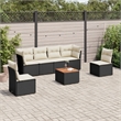 vidaXL 7 Piece Solid Acacia Wood Sofa Set in Black/White/Cream