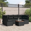 vidaXL 7 Piece Solid Acacia Wood Sofa Set in Black/Brown