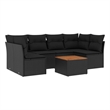 vidaXL 7 Piece Solid Acacia Wood Sofa Set in Black/Brown