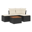 vidaXL 5 Piece Solid Acacia Wood Sofa Set in Black/Cream