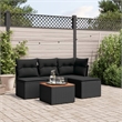 vidaXL 5 Piece Solid Acacia Wood Sofa Set in Black/Brown