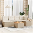 vidaXL 6 Piece Solid Acacia Wood Sofa Set in White/Cream/Beige