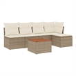 vidaXL 6 Piece Solid Acacia Wood Sofa Set in White/Cream/Beige