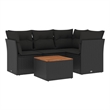 vidaXL 5 Piece Solid Acacia Wood Sofa Set in Black