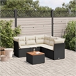 vidaXL 6 Piece Solid Acacia Wood Sofa Set in Black/White/Cream