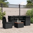 vidaXL 6 Piece Solid Acacia Wood Small Sofa Set in Black/Brown
